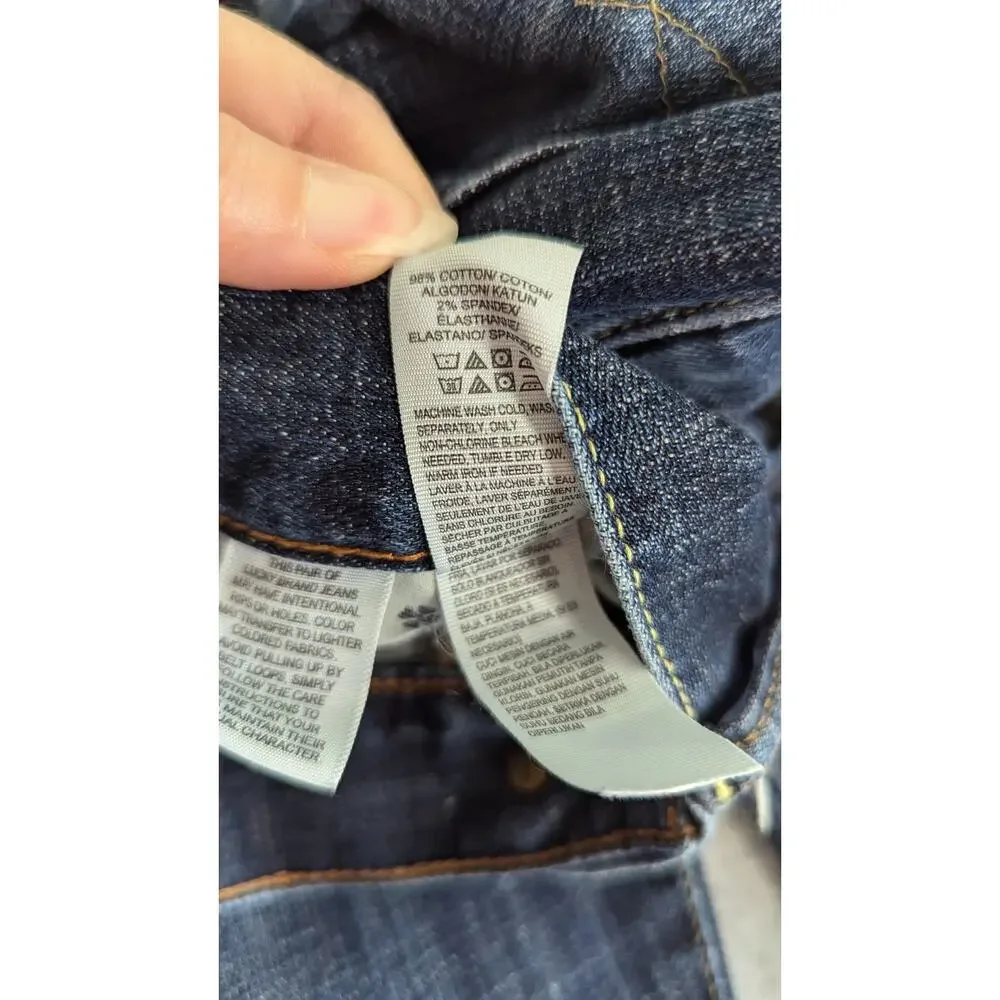 LUCKY BRAND Jeans Size 34x31 Straight Leg Faded Zip Fly‎ 5 Pkt Dark Wash Men